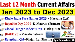 Last 12 Months Current Affairs 2023 | January 2023 To December 2023 | Yearly Current Affairs 2023