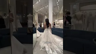 I tried on a $12,000 dress at Kleinfeld 😳 #sayyestothedress #weddingdress #bridal #shorts