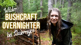 🌲Bushcraft🔥 Lagerbau bei Dauerrregen🦊Übernachtung im Shelter 🌳