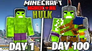 I Survived 100 days as a HULK in Hardcore Minecraft...