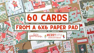 60 Christmas Cards From A 6x6 Paper Pad! | Card Making Process | Pebbles Merry Little Christmas