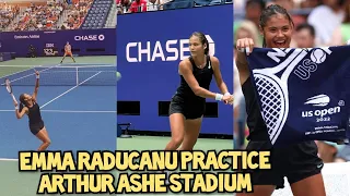 Emma Raducanu Practice in Arthur Ashe Stadium US Open 2022