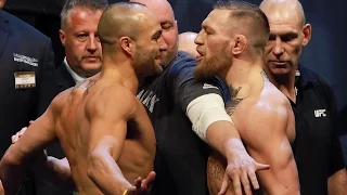 UFC 205: Conor McGregor & Alvarez Get In Each Other's Faces During Staredown!!
