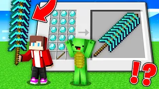 JJ and Mikey Crafting the LONGEST DIAMOND PICKAXE - Minecraft Maizen