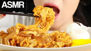 ASMR Cheesy Carbo Fire Noodles Giant Glass Noodles Eating Sounds Mukbang