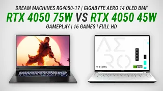 GeForce RTX 4050 Laptop - 100W vs 75W vs 45W: Test in 16 games at 1080p