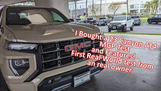 FIRST REAL WORLD OWNER REVIEW of 2023 GMC CANYON AT4 PLUS MPG Test on YouTube.