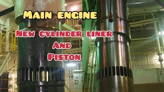 main engine new cylinder liner ang piston renewed... #marineengineerworksvlog