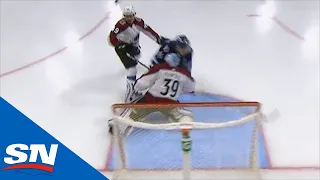 Pavel Francouz Looks To Be Out Cold After Mark Scheifele Runs Into Avalanche’s Netminder
