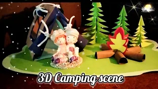 How to make mini paper Camp | DIY 3D CAMPING SCENE | Easy paper Craft | Home Decor Ideas | DIY