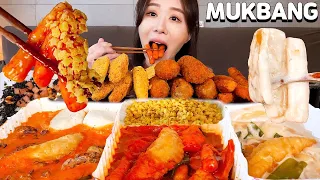 MUKBANGㅣASMR 떡볶이 종류별로 다 모여랏❣️ 떡볶이,로제떡볶이,궁중로제떡볶이,모둠튀김,스팸마요비빔밥까지 배터지게 먹방🧡 Tteokbokki, Fried foods🧡