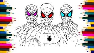 Spider-man Coloring Pages by Pencils - The Spider-Verse - 3 Versions of Spiderman - How to Draw