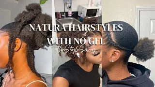 NATURAL HAIRSTYLES WITH NO GEL| #blacktiktok #naturalhair