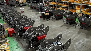 Process of making an ultra-light excavator tiltrotator. Korean heavy equipment manufacturing factory