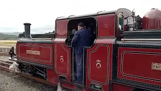 Merddin Emrys double fairlie engine at Porthmadog Harbour Station on Sunday 27th August 2023.