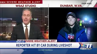 Reporter gets hit by car during liveshot