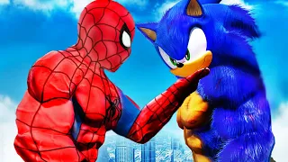 BUFF SPIDERMAN vs BUFF SONIC In GTA 5 (Attack)