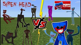 Huggy Wuggy Poppy Playtime VS TEAM Siren Head (Siren Head STRIKES BACK!) Minecraft PE