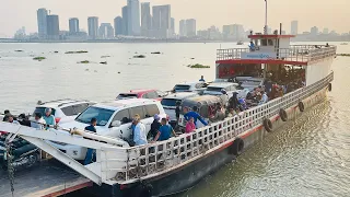 4k Ferries in Cambodia🇰🇭, Transit ferry from Koh Pich ferry port to Arey Ksat.