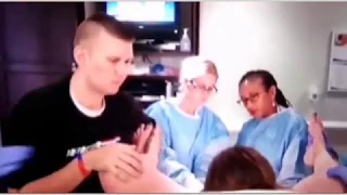 Husband reacts to wife giving birth to baby (meme)