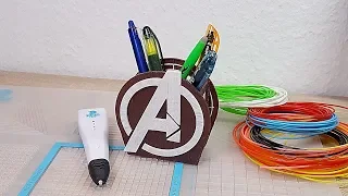 РИСУЮ ЛОГОТИП МСТИТЕЛИ 3D РУЧКОЙ И 3DMATE | ПОДСТАВКА ДЛЯ РУЧЕК AVENGERS