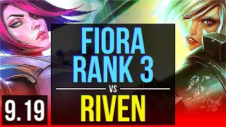 FIORA vs RIVEN (TOP) | Rank 3, Rank 2 Fiora, KDA 12/1/5, 3 early solo kills | EUW Challenger | v9.19