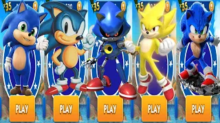 Dash with Super Sonic vs Baby Sonic vs Movie Sonic vs Classic Sonic vs Metal Sonic - Gameplay