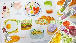 Paint with me : watercolor food and drink painting, speed paint, art vlog, food illustration