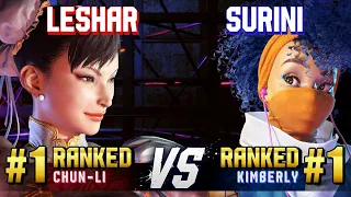 SF6 ▰ LESHAR (#1 Ranked Chun-Li) vs SURINI (#1 Ranked Kimberly) ▰ High Level Gameplay