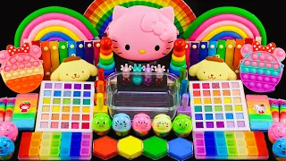HELLO KITTY Rainbow Slime Mixing Random Cute | Shiny Things Into Slime | Making By Yo Yo Slime