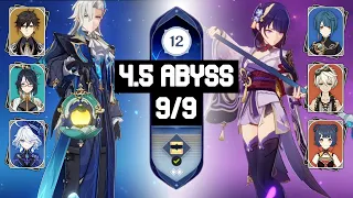 C0 Neuvillette Hypercarry & C0 Raiden National | Spiral Abyss 4.5 Floor 12 9 Stars | Genshin Impact