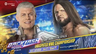 WWE Backlash 2024 : Cody Rhodes vs AJ Styles Official Matchcard