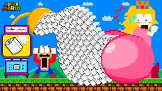 Super Mario Bros. but Mario and 999 Toilet PAPER make Peach a giant BUTT !