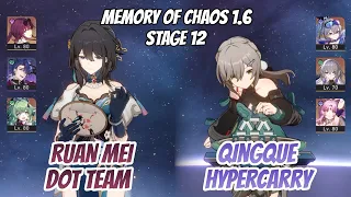 Ruan Mei x Kafka DoT & Qingque Hypercarry Memory of Chaos Stage 12 (3 Stars) | Honkai Star Rail