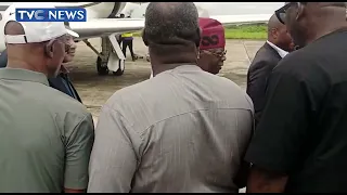 (WATCH) Moment Tinubu Arrives Asaba To Meet APC Delegates