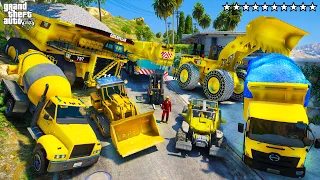 GTA 5 - Stealing HEAVY CONSTRUCTION VEHICLES with Franklin! (Real Life Cars #21)