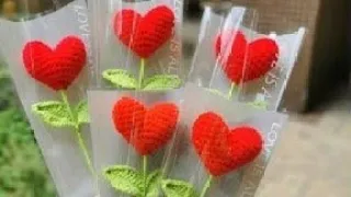 Flor corazón ❤️ a crochet arma tus mejores ramos para san Valentín