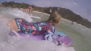 Teaching my six year old to body board