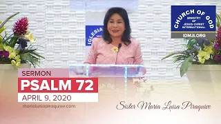 Sermon: Psalm 72 - April 9, 2020 - Sister Maria Luisa Piraquive – CGMJCI