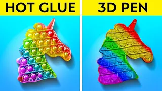 DIY 3D PEN VS HOT GLUE CRAFTS || Fantastic 3D Pen and Glue Gun Ideas And Life Hacks By 123 GO! Like