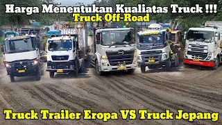 Machine Toughness Test || European Trailer Truck VS Japanese Truck Heavy Load in Batu Jomba