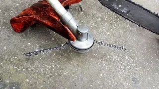 Homemade Chain for TRIMMER?  !!!!!   JUST EXPERIMENT   !!!!! + TEST  (DONT TRY THIS AT HOME)