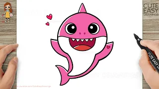 How to Draw Cute Baby Shark Easy for Kids and Toddlers