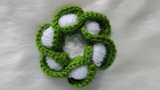 وردة كروشيه 3D بشكل جديد ومميز crochet 3D flower