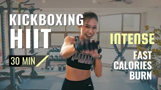30 min Intense Kickboxing HIIT Workout for Full Body Fast Calories Burn V12