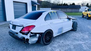 @Vtuned Helps Us Fix The Totaled C63S!! Knocking Out The Bodywork And Finding More Damage! :(