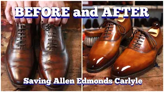 Full Restoration on Allen Edmonds Carlyle: Patina, shine and Re-lasting