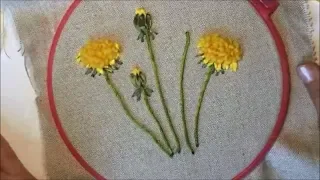 Одуванчик вышитый лентами (часть 1) / Dandelion embroidered with ribbons (part 1)