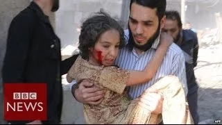 Effects of barrel bombs on Aleppo- BBC News