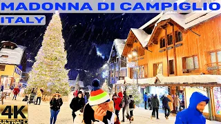 [4k] 🇮🇹 MADONNA DI CAMPIGLIO ITALY | A SNOWY EVENING WALK ❤️